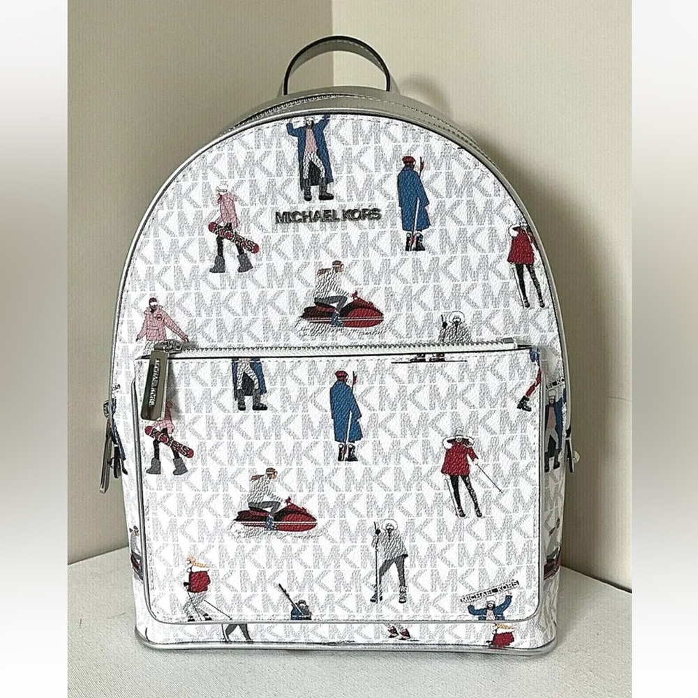 New Michael Kors Jet Set Girls Adina Medium Backpack Bright White Multi